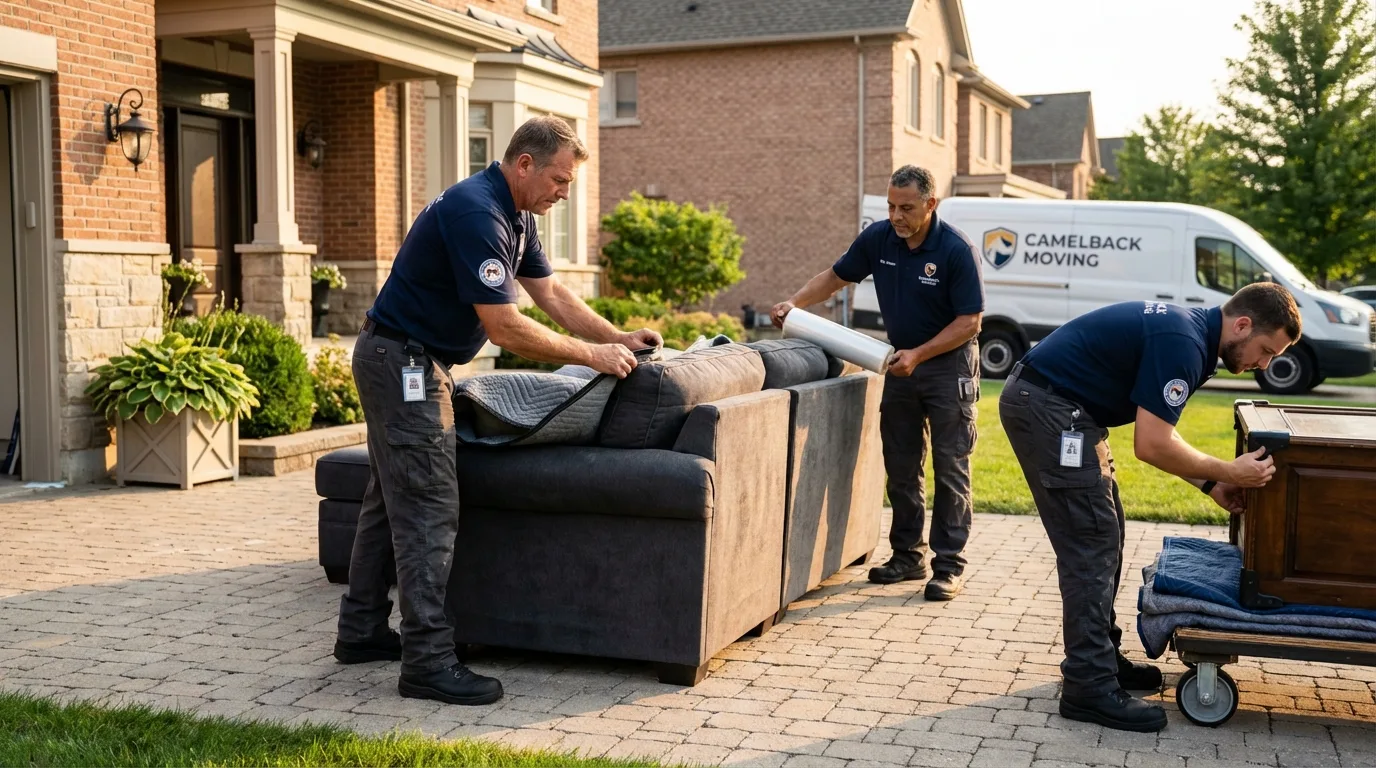 Large estate moving crew wrapping furniture in Andalusia, IL