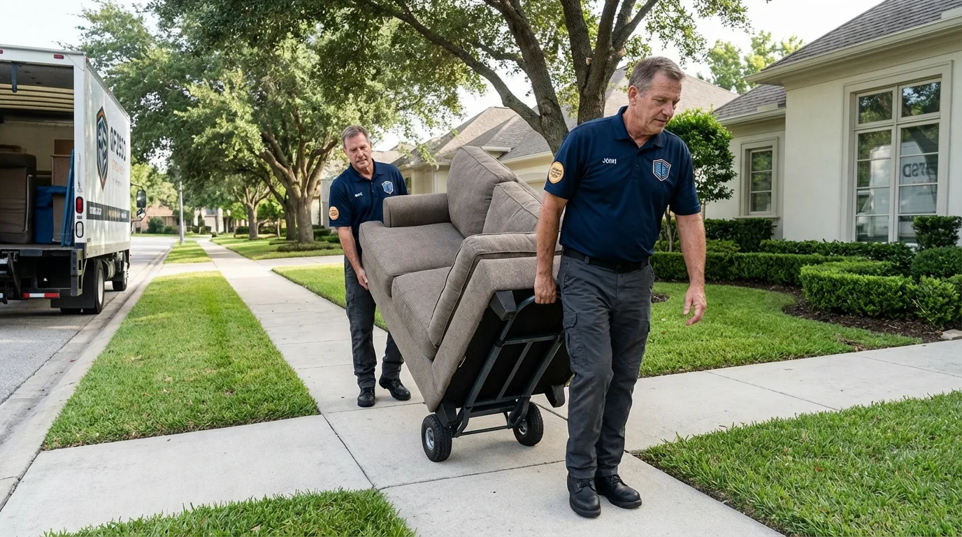 Local residential moving crew loading furniture in Andalusia, IL